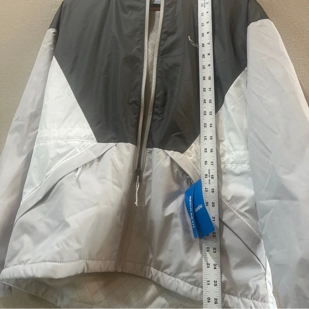 Columbia Jacket Womens Small S Gray White Birchleaf Hill Windbreaker Lined Zip - Picture 10 of 13